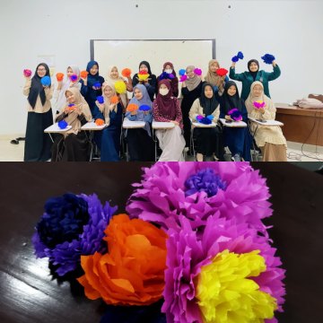 Mahasiswa Semester II PIAUD Laksanakan Praktik Pembuatan Bunga Teratai dari Kertas Crepe